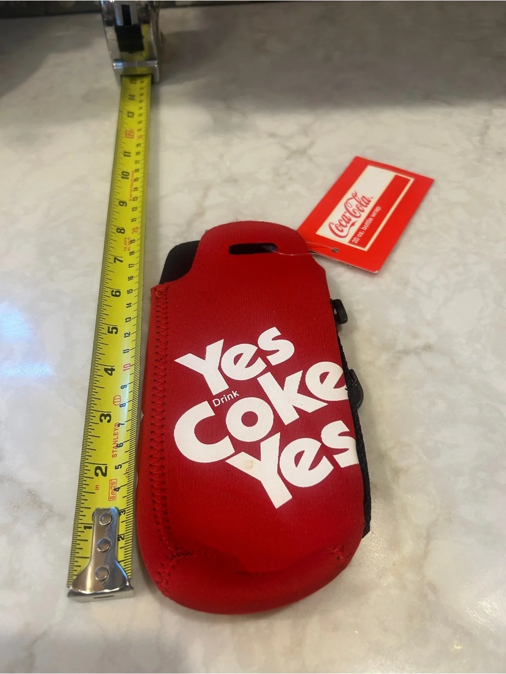 NWT- Coca-Cola Red Bottle Sleeve with White 'Yes Coke Yes' Excellent Condition